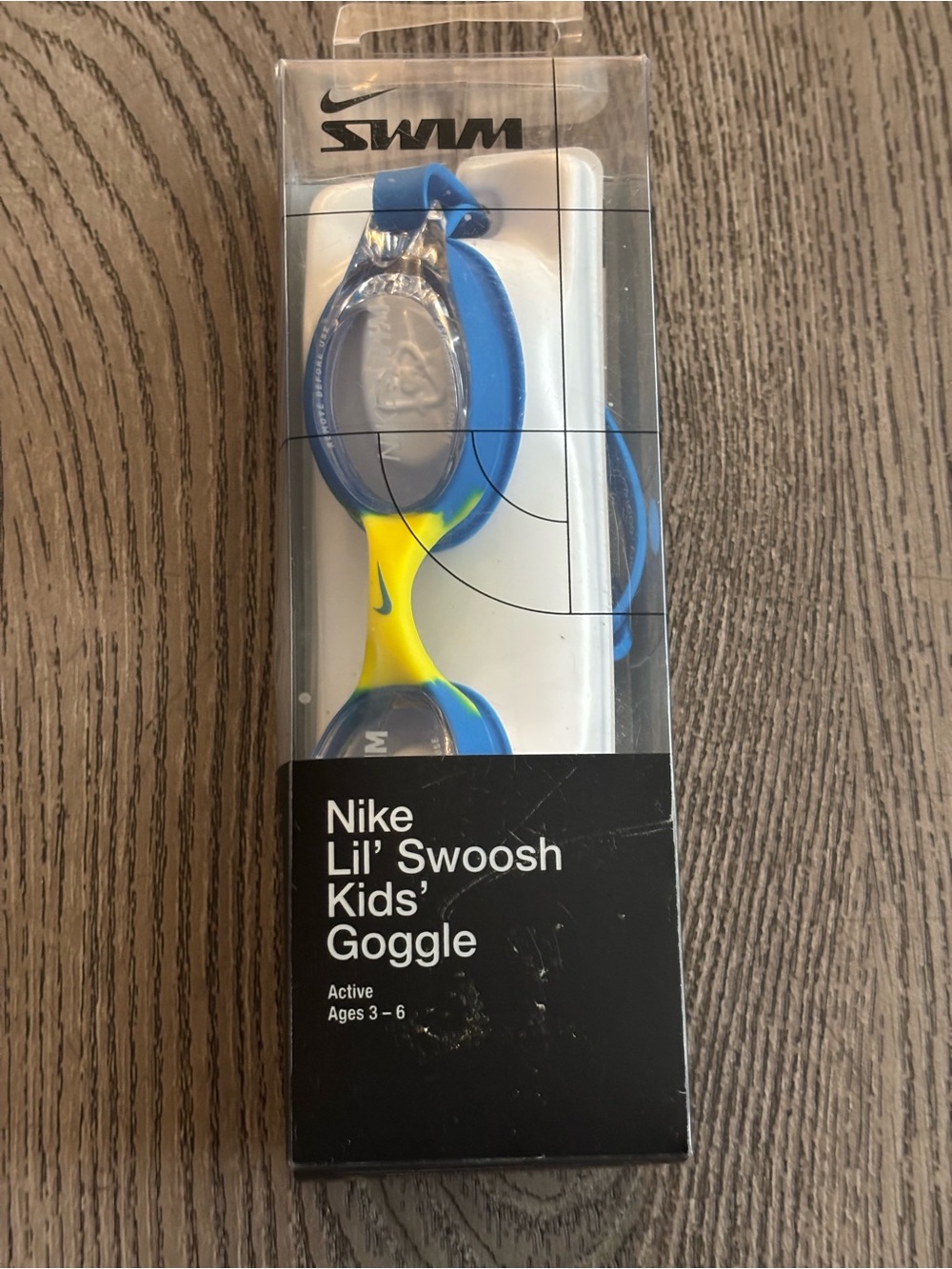 Nike Lil' Swoosh Kids' Swim Goggles — Blue & Yellow
